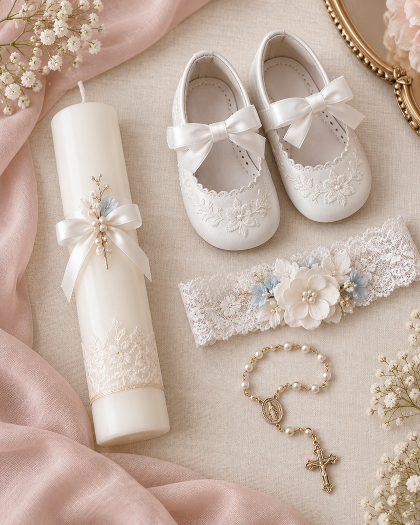Vela, zapatos y accesorios de ceremonia